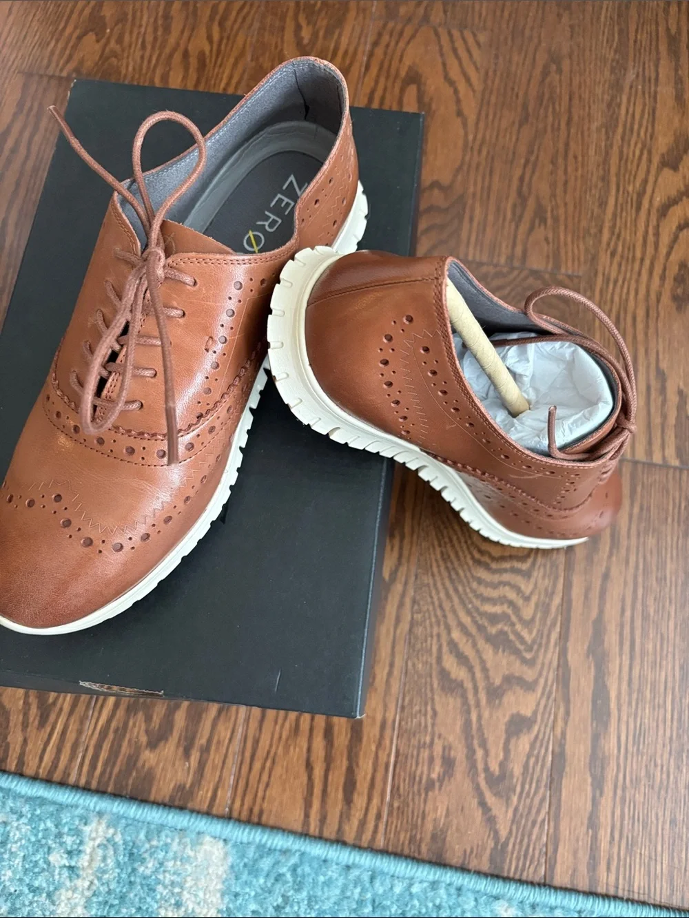 NIB Cole Haan Zerogrand Chestnut Brown Wingtip Derby Sneakers, 7